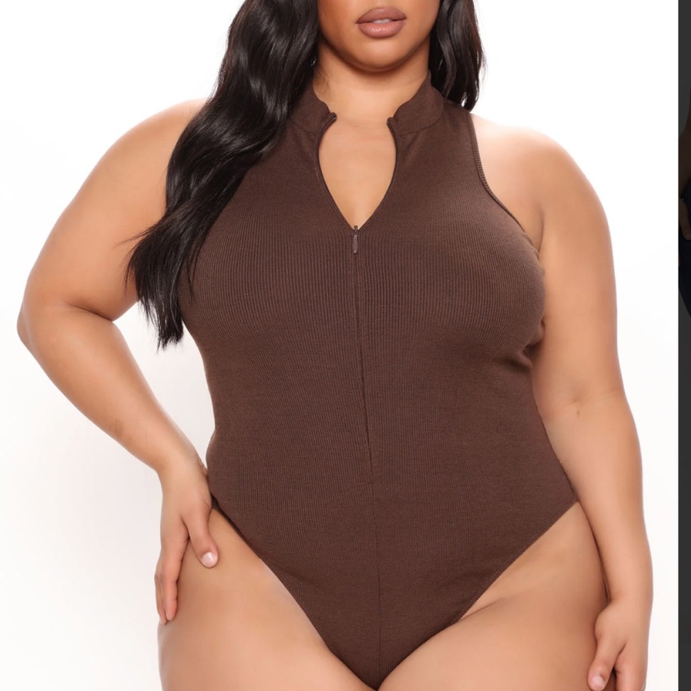 Tank bodysuit ribbed XL chocolate Fashion Nova